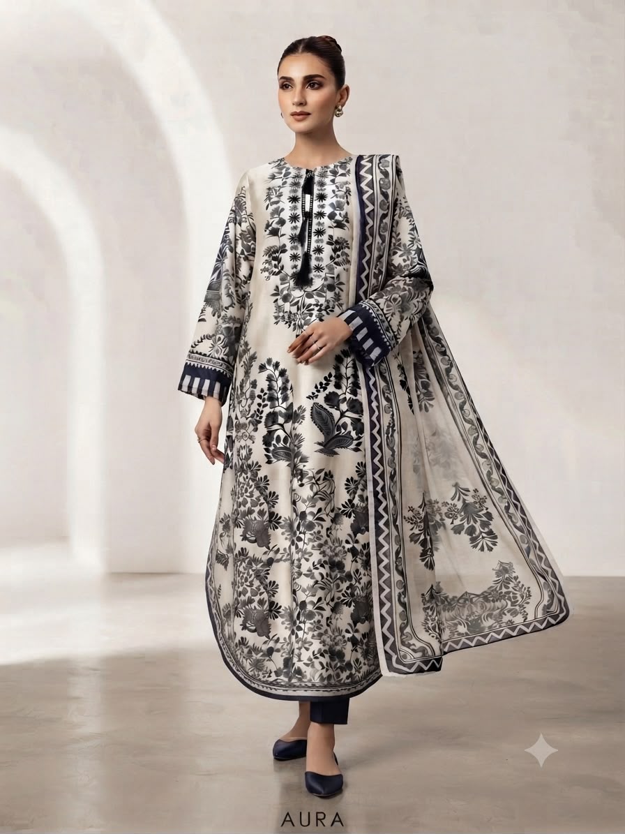 Monochrome Floral Suit