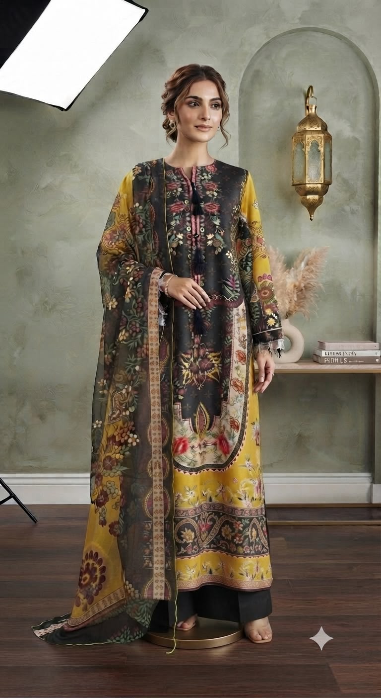 Saffron Garden Lawn Suit