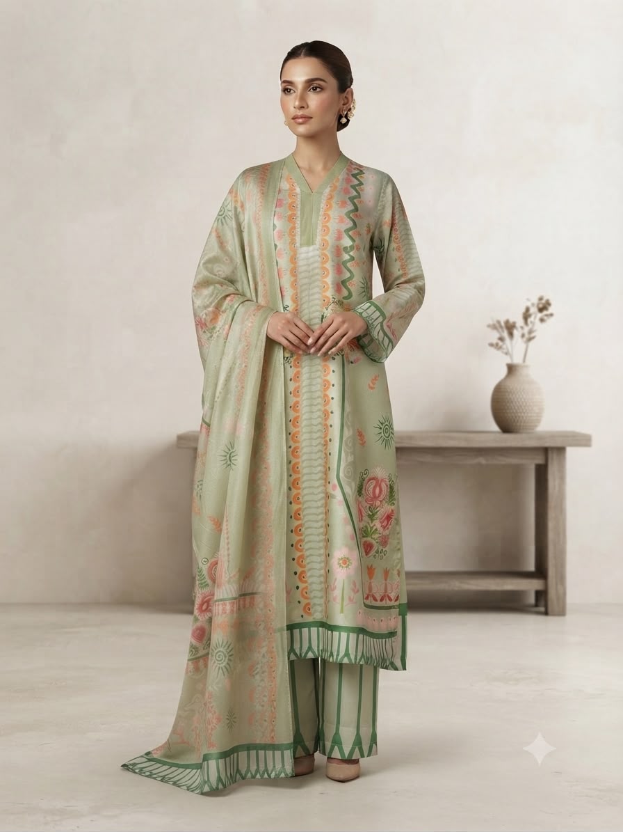 Sage Pastel Lawn Suit