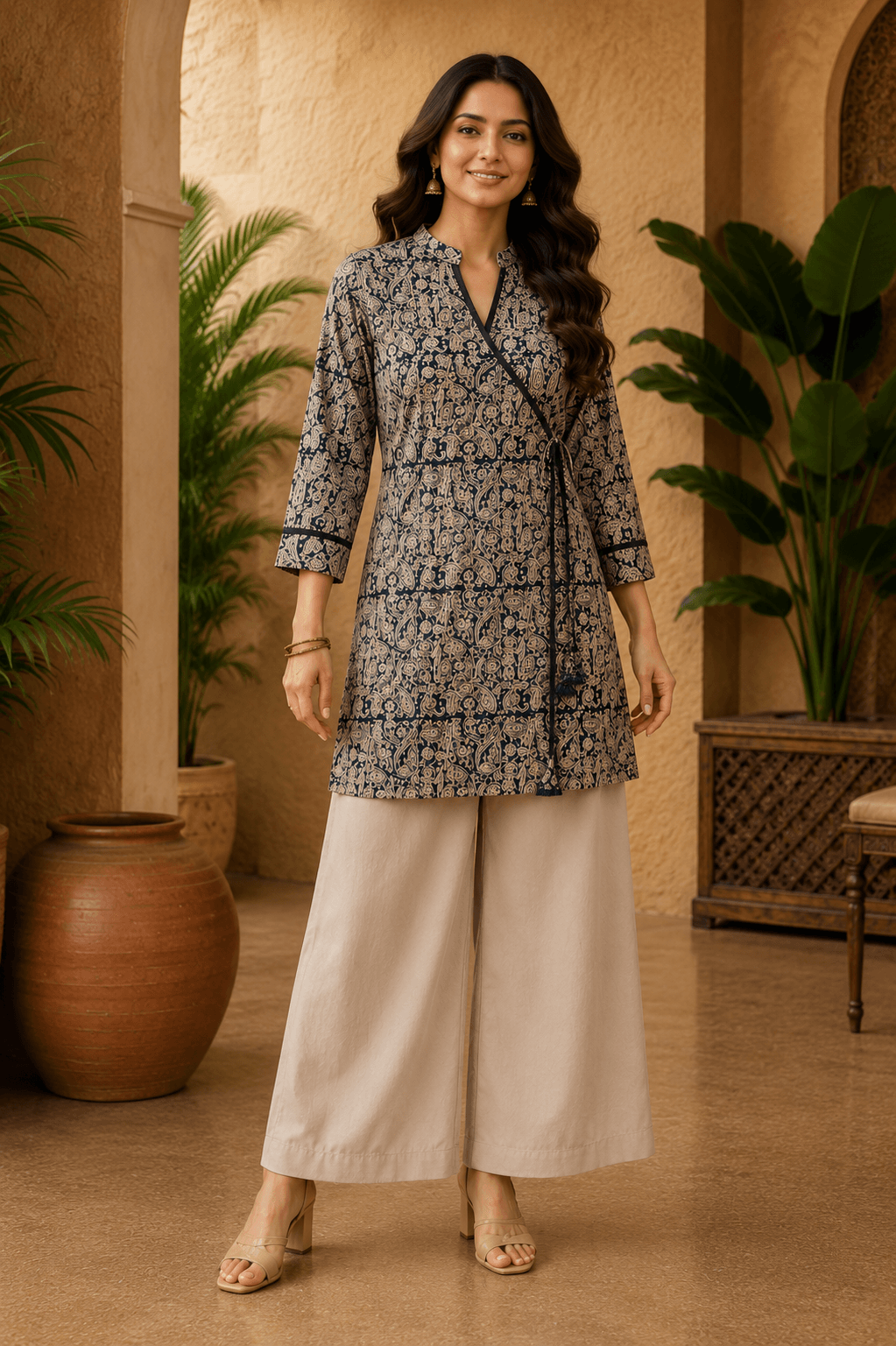 Printed Angrakha Short Kurti